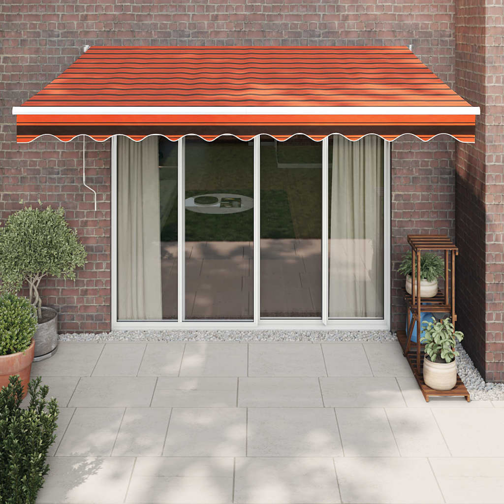 Toldo retráctil aluminio y tela amarillo y blanco 3,5x2,5 m