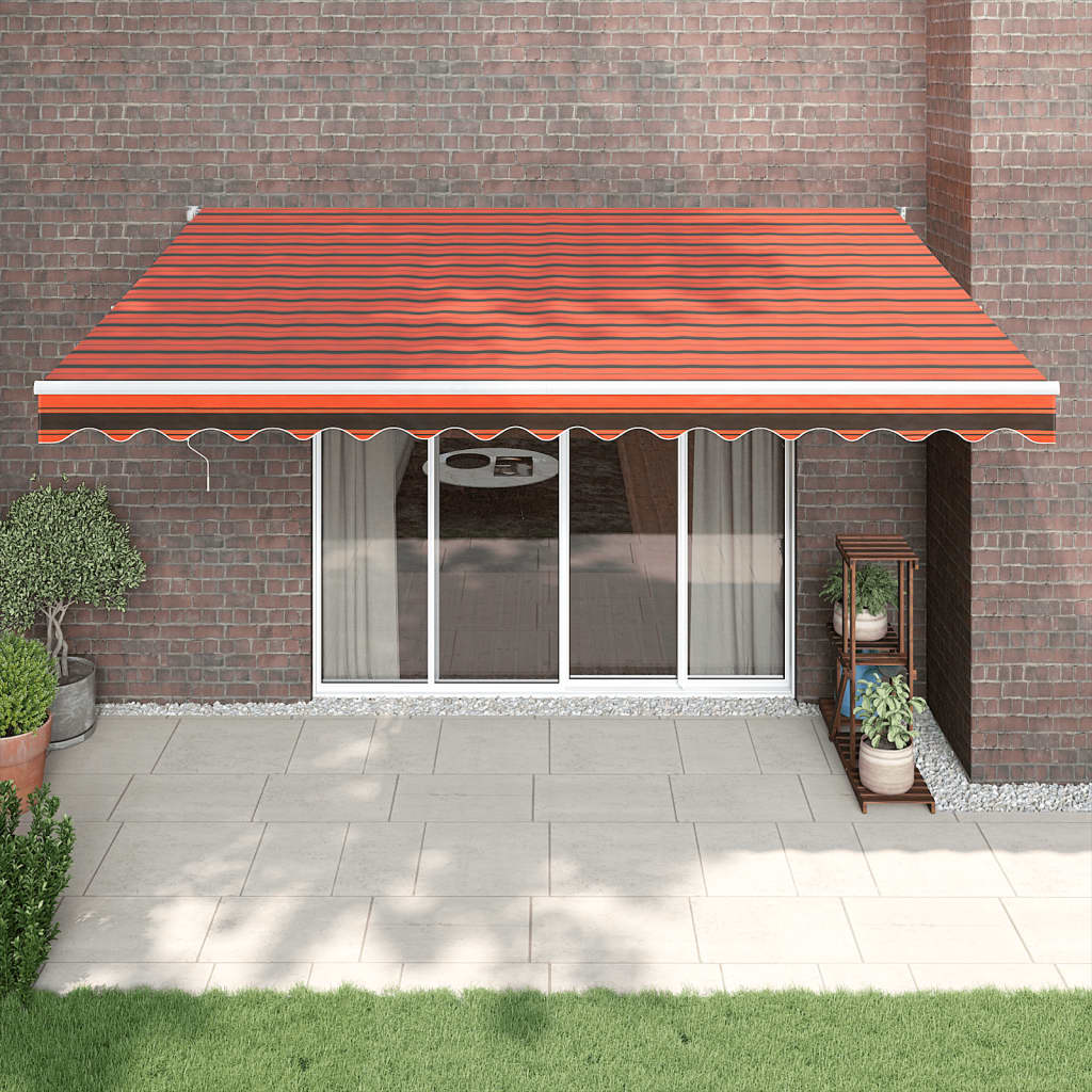 Toldo retráctil aluminio y tela amarillo y blanco 3,5x2,5 m