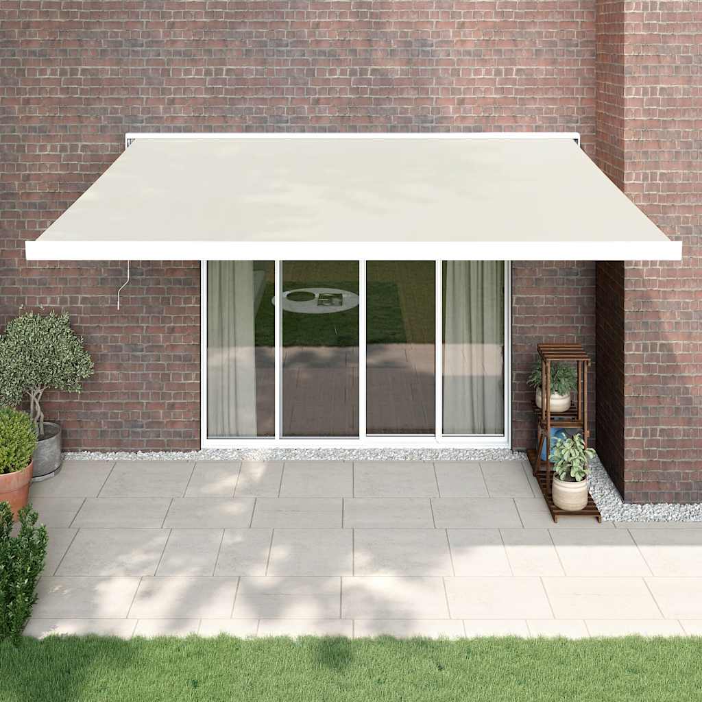 Toldo retráctil aluminio y tela amarillo y blanco 3,5x2,5 m