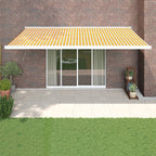 Toldo retráctil aluminio y tela amarillo y blanco 3,5x2,5 m