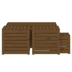 Juego cajas de jardín 4 pzs madera maciza pino gris marrón miel