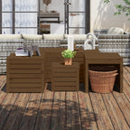 Juego cajas de jardín 4 pzs madera maciza pino gris marrón miel