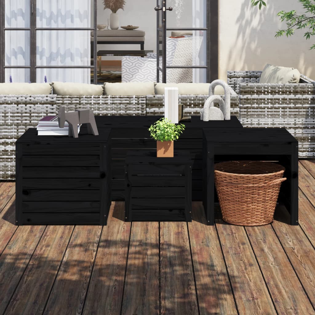 Juego cajas de jardín 4 pzs madera maciza pino gris marrón miel