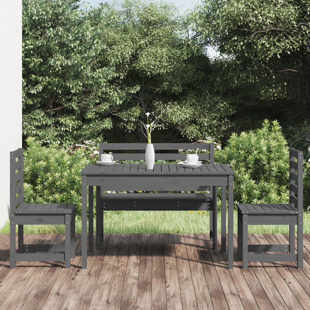 Juego de comedor de jardín 11 piezas madera maciza de pino