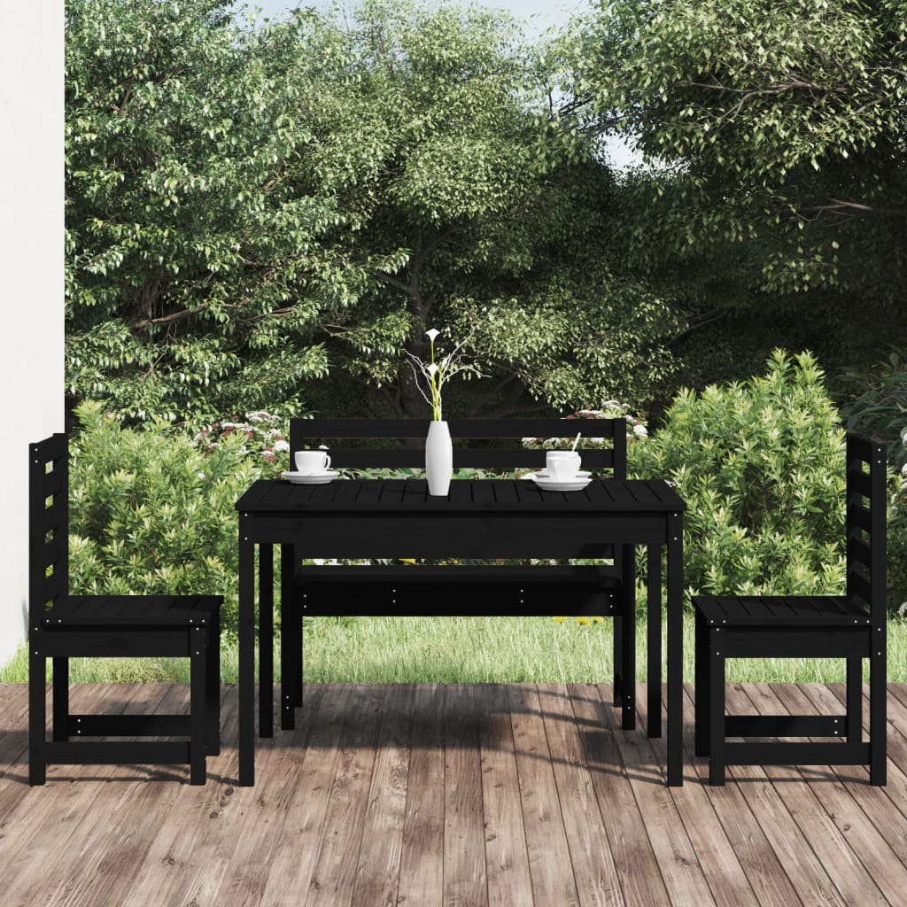 Juego de comedor de jardín 11 piezas madera maciza de pino