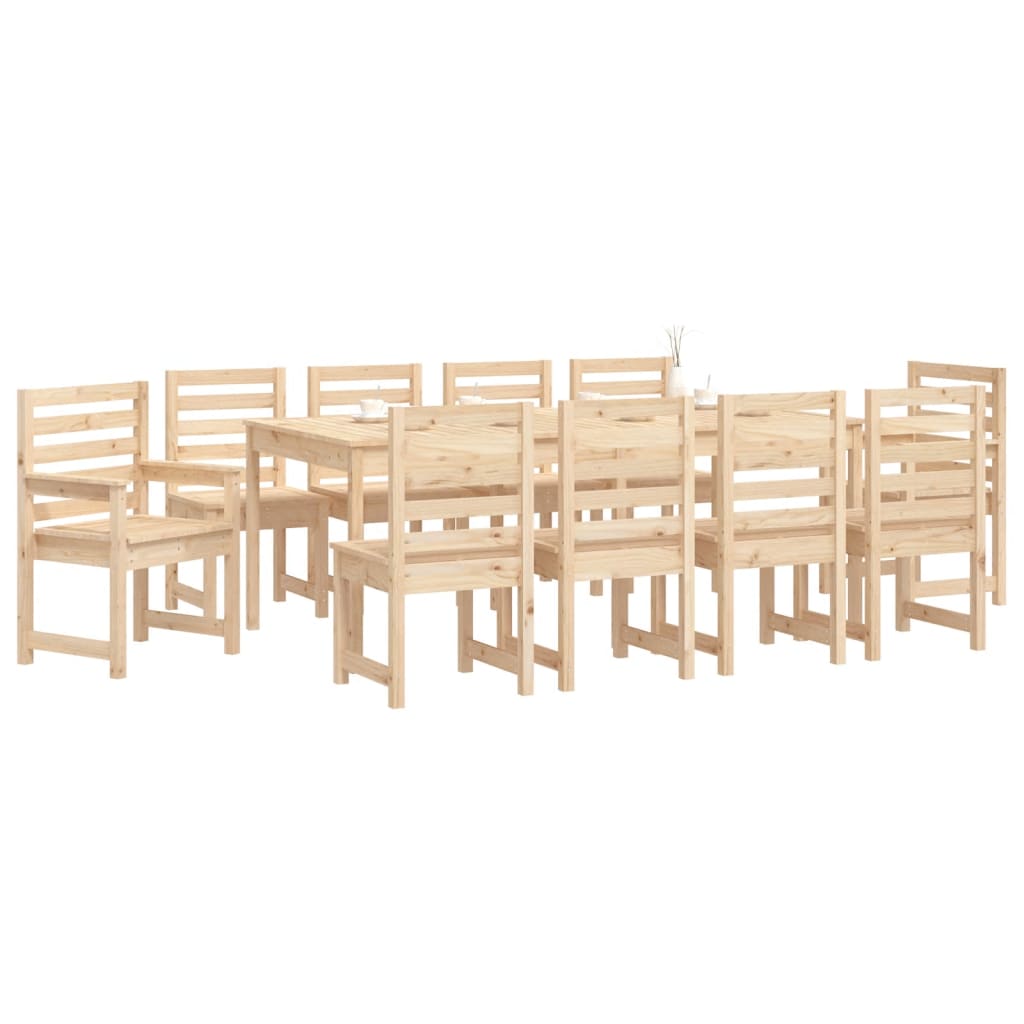 Juego de comedor de jardín 11 piezas madera maciza de pino