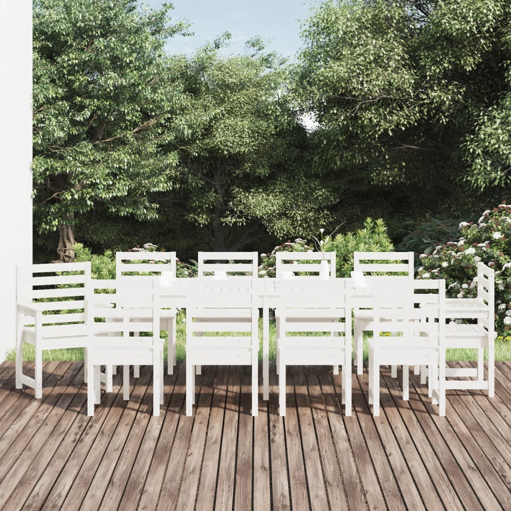 Juego de comedor de jardín 11 piezas madera maciza de pino