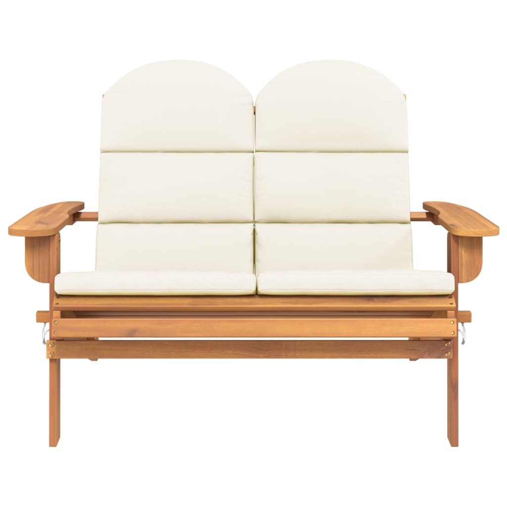 Banco de jardín Adirondack con cojines madera de acacia 126 cm