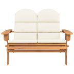 Banco de jardín Adirondack con cojines madera de acacia 126 cm