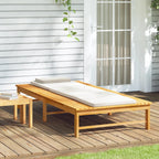 Tumbona con cojín blanco crema y almohada madera maciza acacia