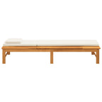 Tumbona con cojín blanco crema y almohada madera maciza acacia