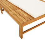 Tumbona con cojín blanco crema y almohada madera maciza acacia