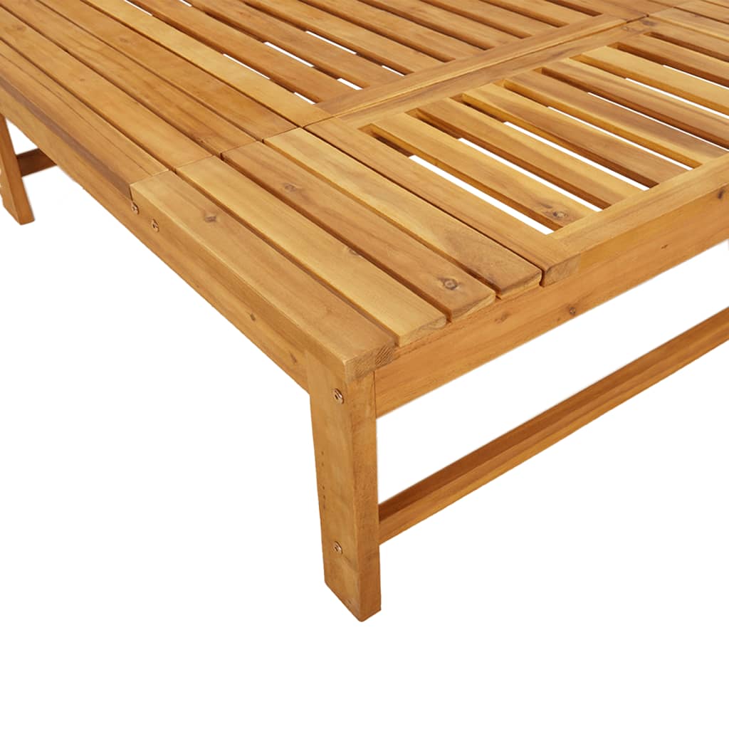 Tumbona con cojín blanco crema y almohada madera maciza acacia