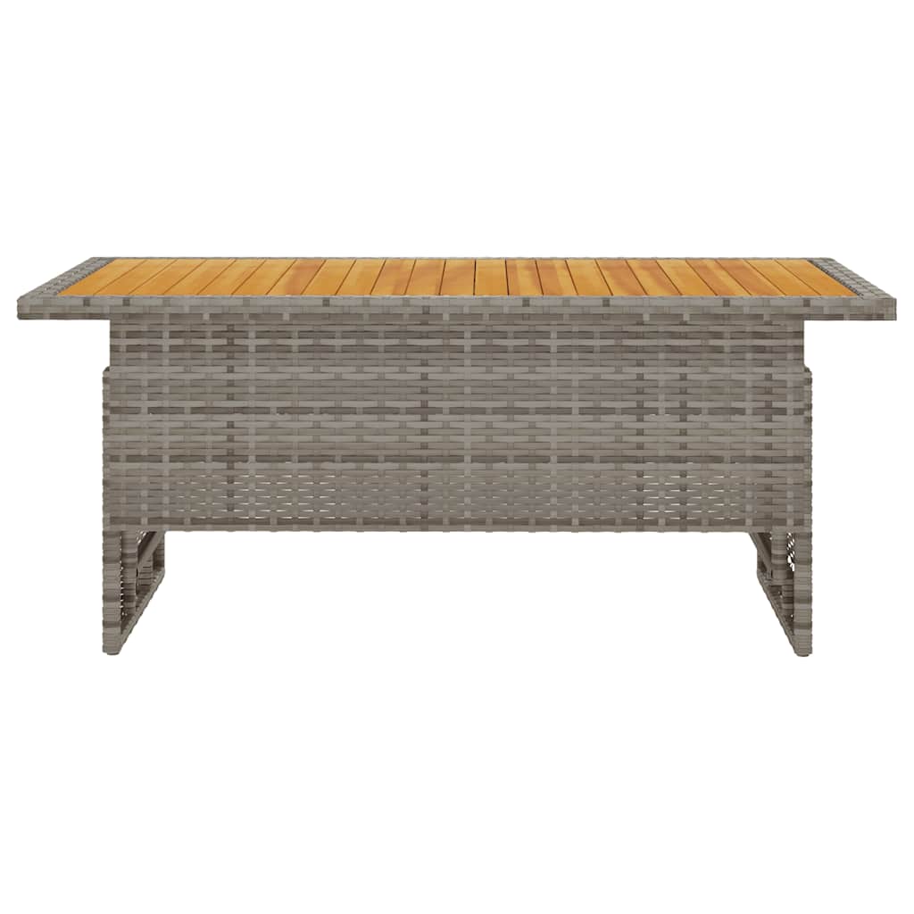Mesa de jardín madera maciza acacia y ratán gris 100x50x43/63cm