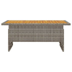 Mesa de jardín madera maciza acacia y ratán gris 100x50x43/63cm