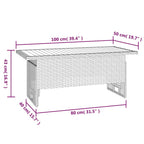 Mesa de jardín madera maciza acacia y ratán gris 100x50x43/63cm