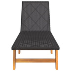 Tumbonas 2 uds ratán y madera maciza acacia marrón y negro