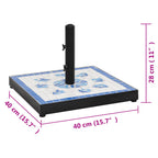 Base de sombrilla cuadrada azul y blanco 12 kg