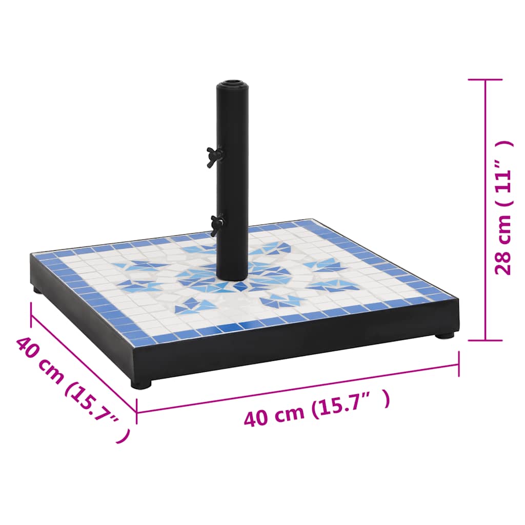 Base de sombrilla cuadrada azul y blanco 12 kg