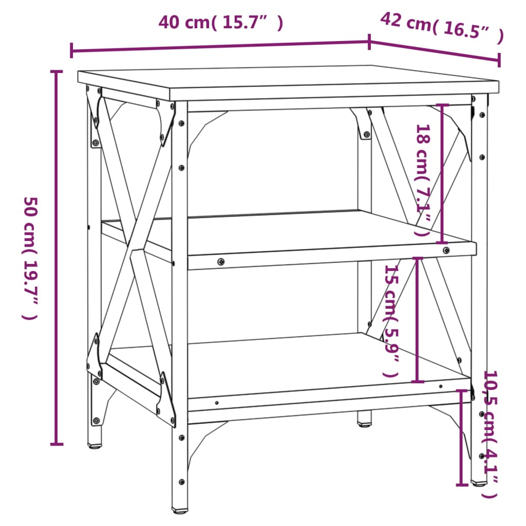 Mesas auxiliares 2 uds madera roble Sonoma 40x42x50 cm