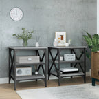 Mesas auxiliares 2 uds madera contrachapada negro 40x42x50 cm