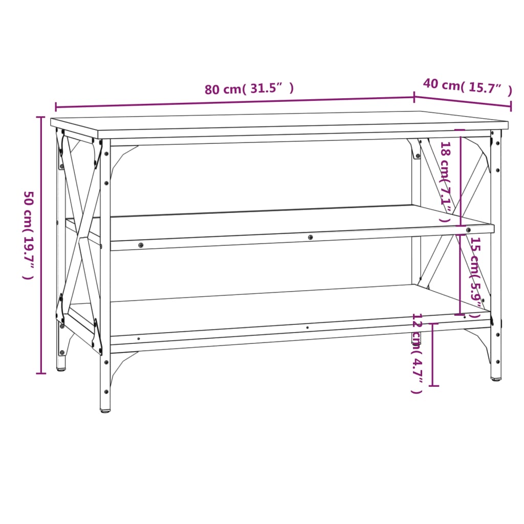 Mueble para TV madera contrachapada negro 80x40x50 cm