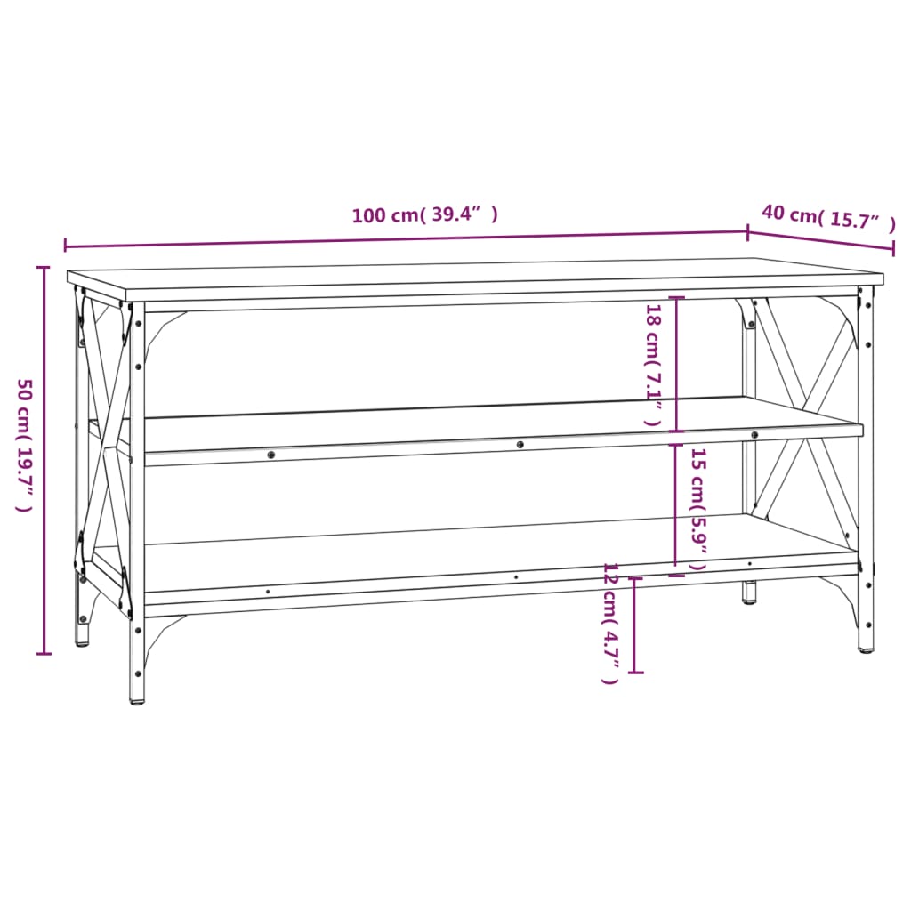 Mueble para TV madera contrachapada negro 100x40x50 cm