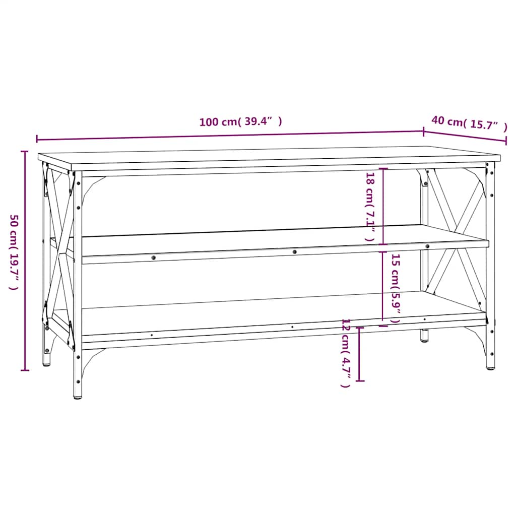 Mueble para TV madera contrachapada roble ahumado 100x40x50 cm