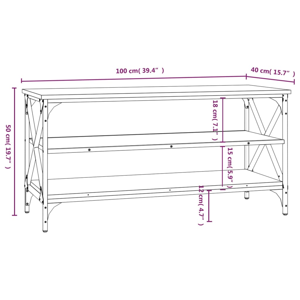 Mueble de TV madera contrachapada gris Sonoma 100x40x50 cm
