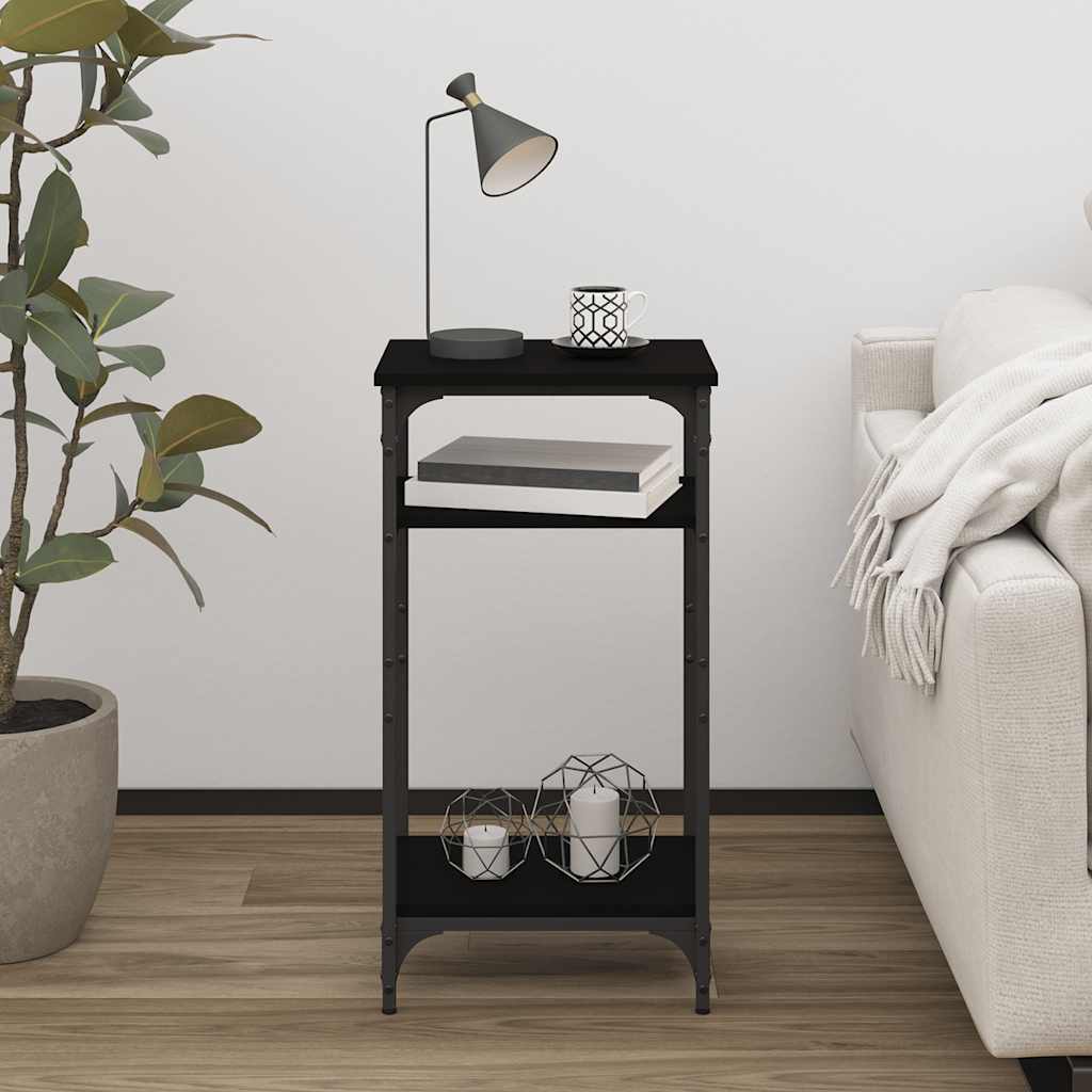 Mesa auxiliar de madera contrachapada negra 40x30x75 cm