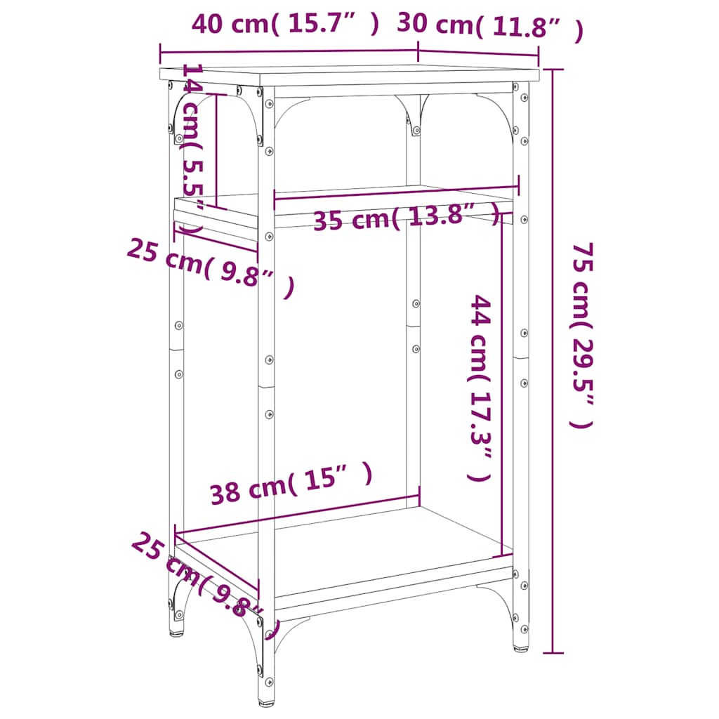 Mesa auxiliar de madera contrachapada negra 40x30x75 cm
