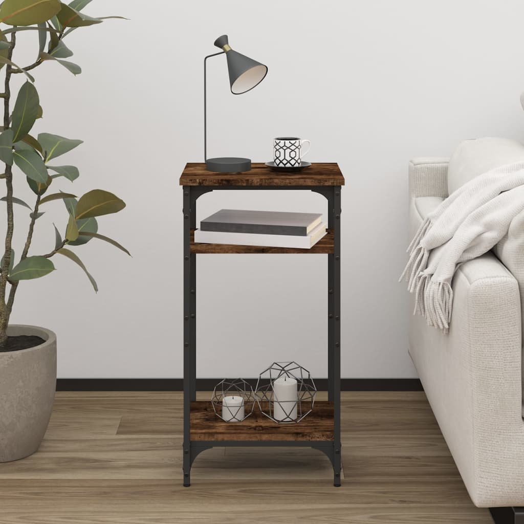 Mesa auxiliar madera contrachapada roble ahumado 40x30x75 cm