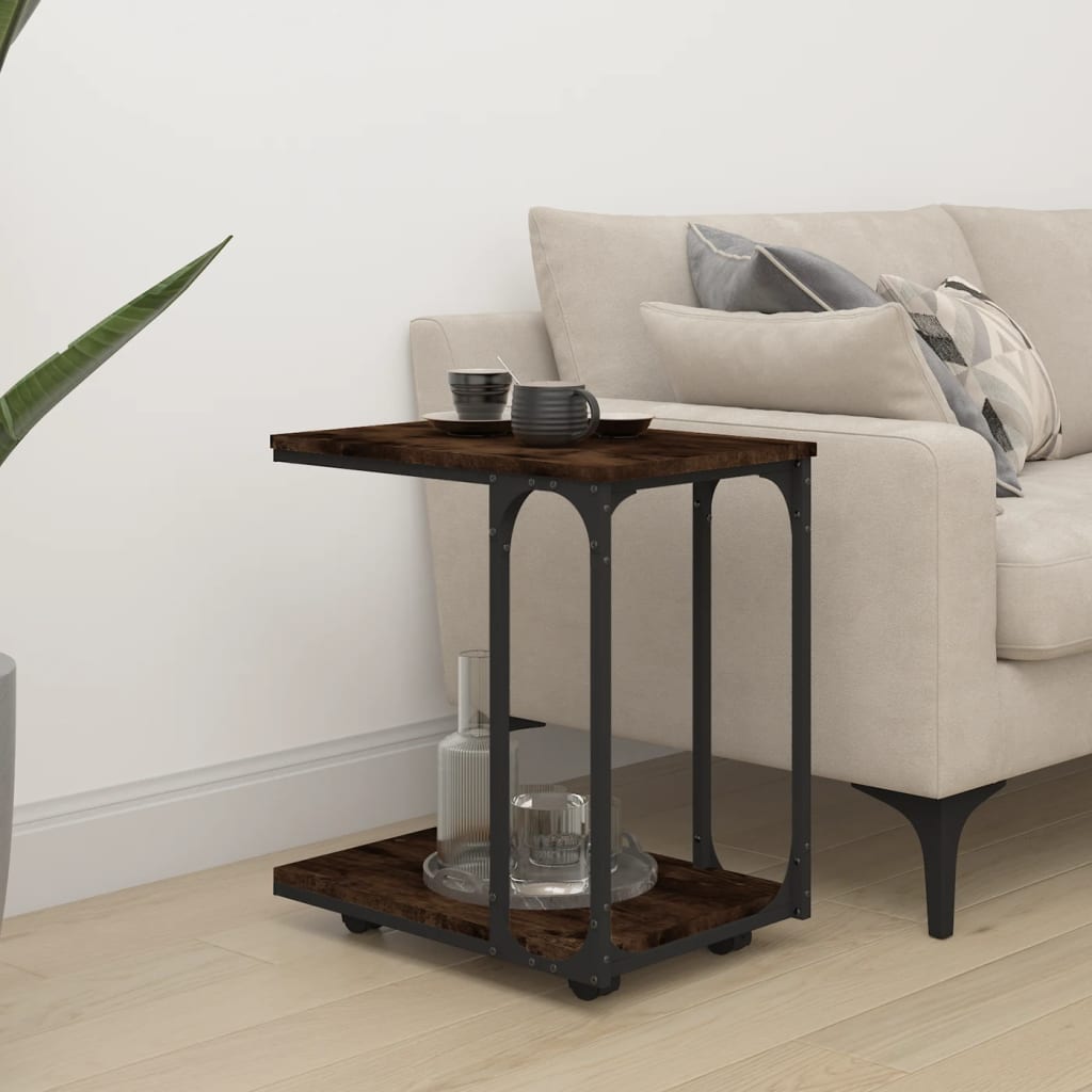 Mesa auxiliar con ruedas madera gris Sonoma 50x35x55,5 cm