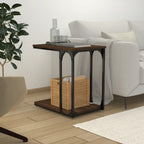 Mesa auxiliar madera contrachapada marrón roble 40x30x60 cm