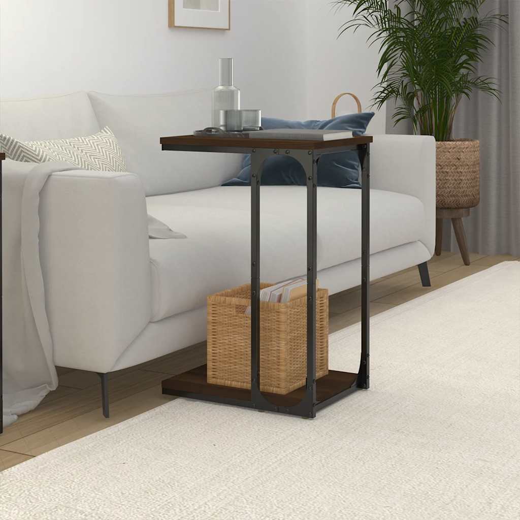 Mesa auxiliar madera contrachapada marrón roble 40x30x60 cm