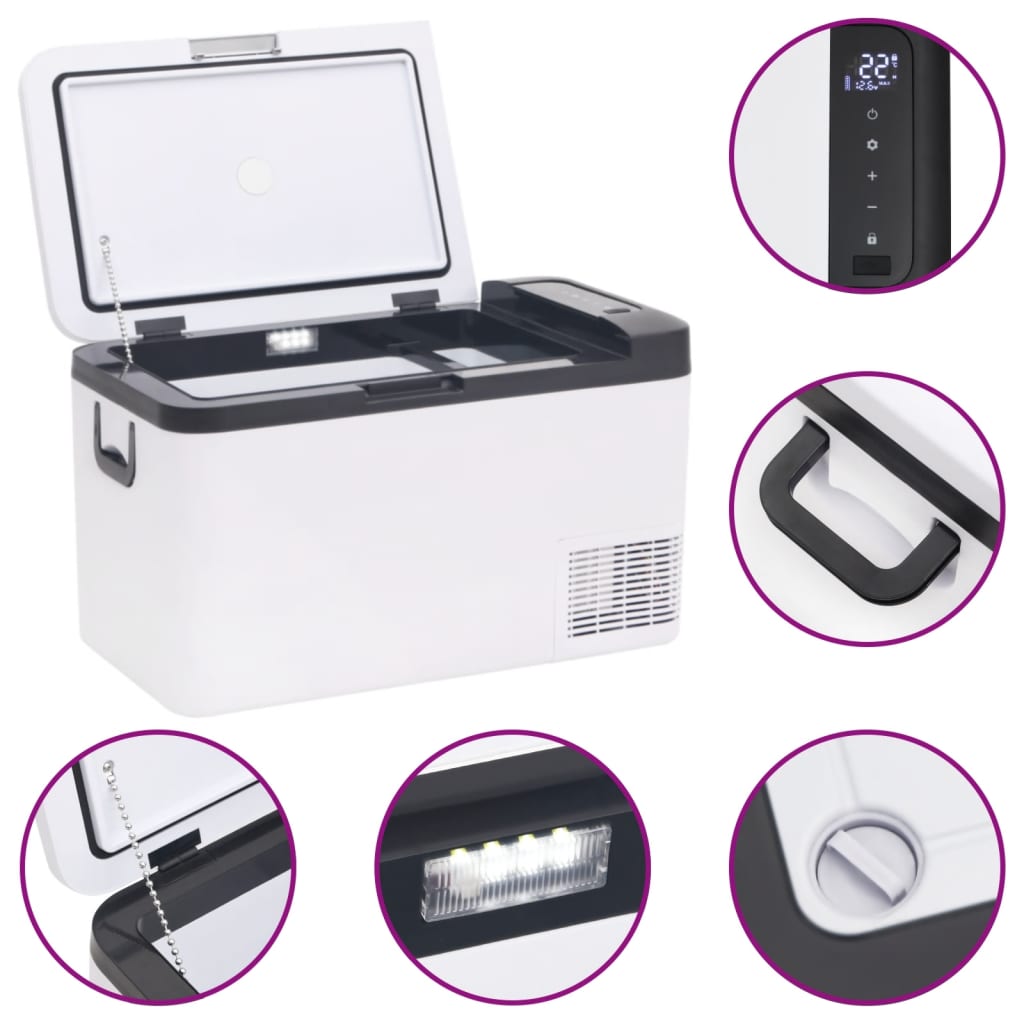 Cooler with PP and PE handle, black and white, 18 L