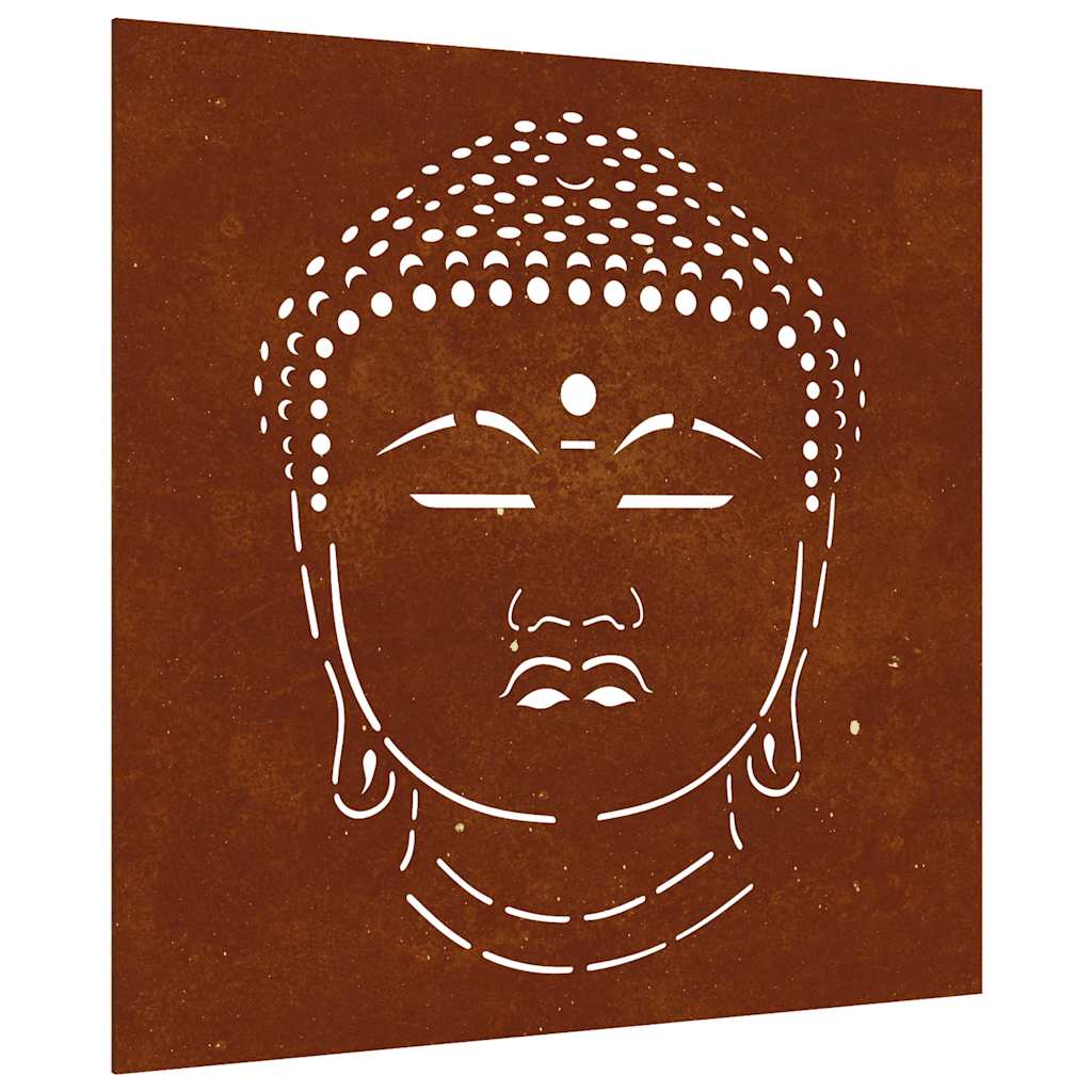 Adorno de pared de jardín acero corten cabeza de Buda 55x55 cm