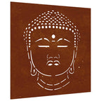 Adorno de pared de jardín acero corten cabeza de Buda 55x55 cm