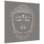 Adorno de pared de jardín acero corten cabeza de Buda 55x55 cm