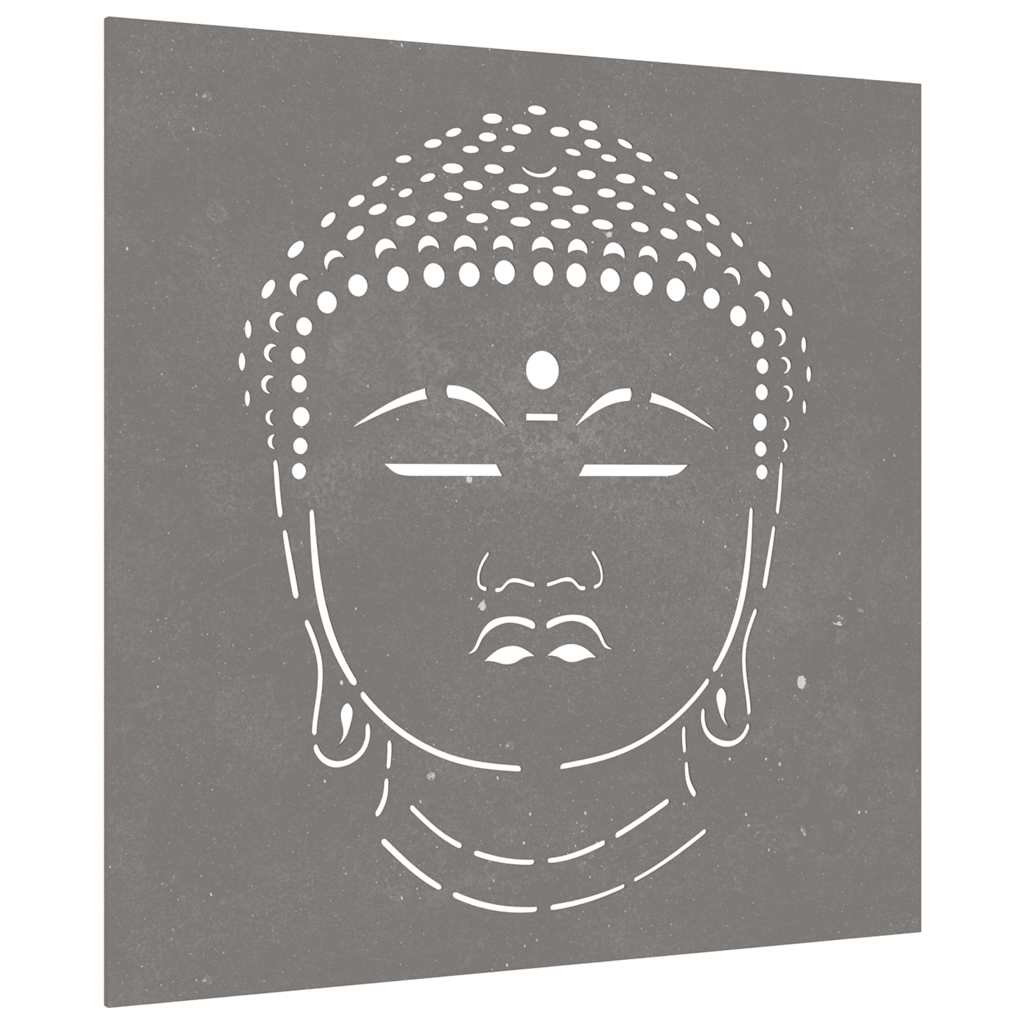 Adorno de pared de jardín acero corten cabeza de Buda 55x55 cm
