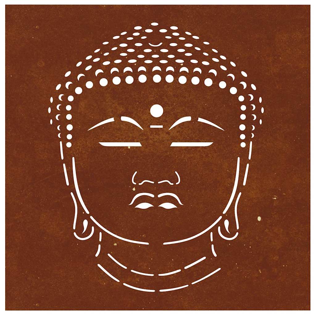 Adorno de pared de jardín acero corten cabeza de Buda 55x55 cm