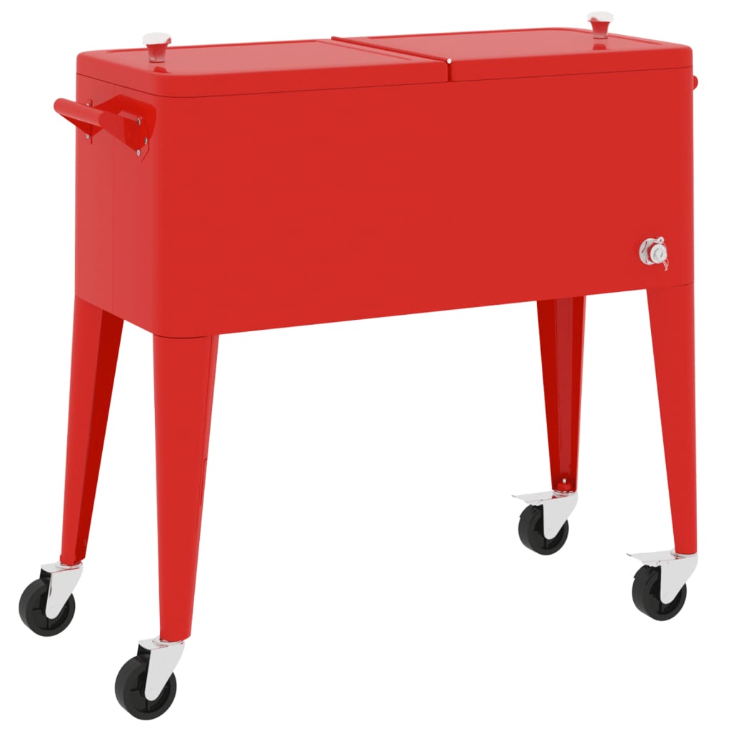 Carrito nevera con ruedas rojo 92x43x89 cm