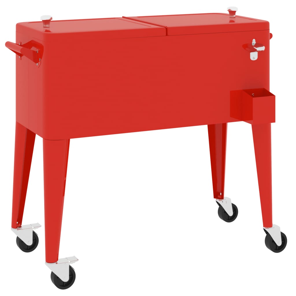 Carrito nevera con ruedas rojo 92x43x89 cm