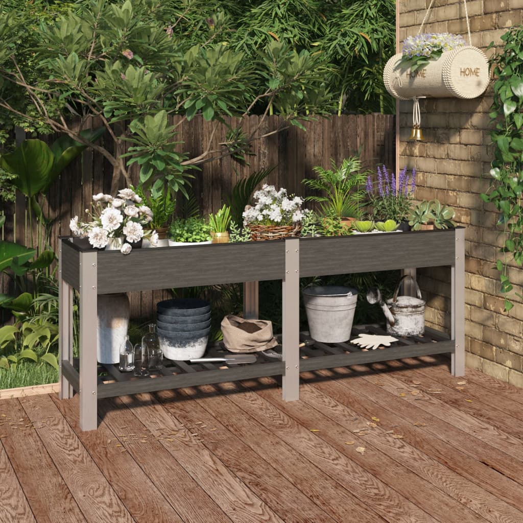 Arriate de jardín con estante WPC gris 100x50x75 cm