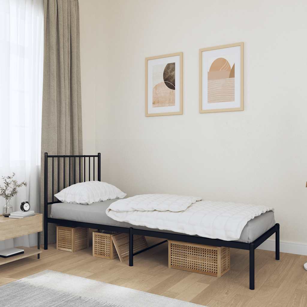 Estructura cama con cabecero sin colchón marrón roble 100x190cm