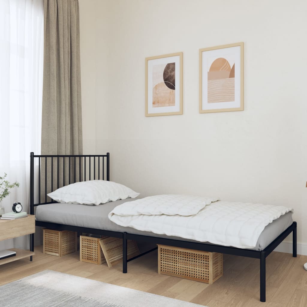 Estructura cama con cabecero sin colchón marrón roble 100x190cm