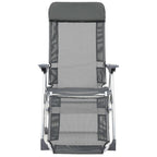 Sillas de camping plegables con reposapiés 2 uds textilene gris