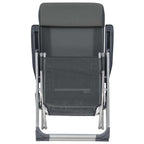 Sillas de camping plegables con reposapiés 2 uds textilene gris
