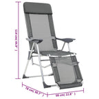 Sillas de camping plegables con reposapiés 2 uds textilene gris