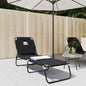 Folding sun lounger powder-coated steel Oxford fabric grey